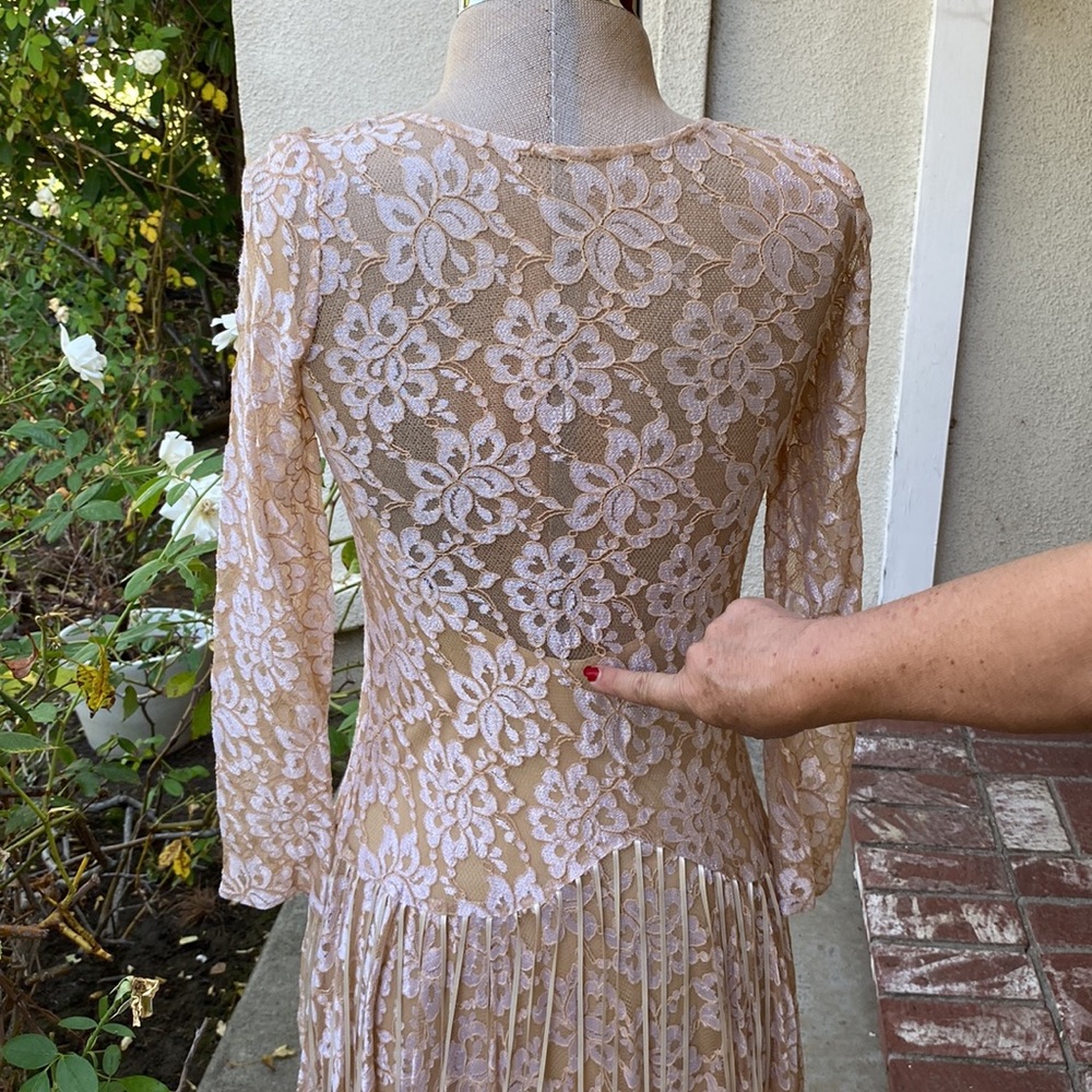 FINAL FRENCH ROSE VINTAGE LACE DRESS - Picture 10 of 15